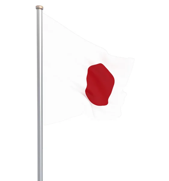 Japan Vlag Waait Wind Achtergrond Textuur Rendering Zwaaiende Vlag Geïsoleerd — Stockfoto