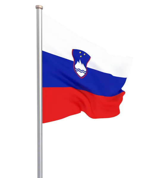 Slovenia Flag Blowing Wind Background Texture Rendering Wave Isolated White — Stock Photo, Image