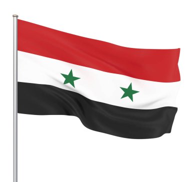 Suriye bayrağı rüzgarda. Arka plan doku. 3D render, dalga. -İllüstrasyon