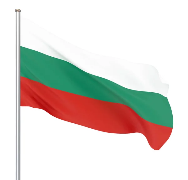 Die Bulgarische Flagge Weht Wind Hintergrund Textur Isoliert Auf Weiß — Stockfoto