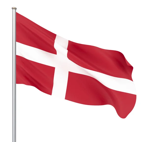 Прапор Данії Дме Вітер Фонові Текстури Рендерінг Хвиля — стокове фото
