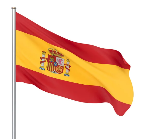 Bandera España Soplando Viento Textura Fondo Renderizado Onda Aislado Sobre — Foto de Stock