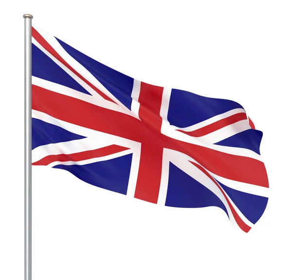 Waving Flag United Kingdom State Illustration European Country Flag Flagpole — Stock Photo, Image