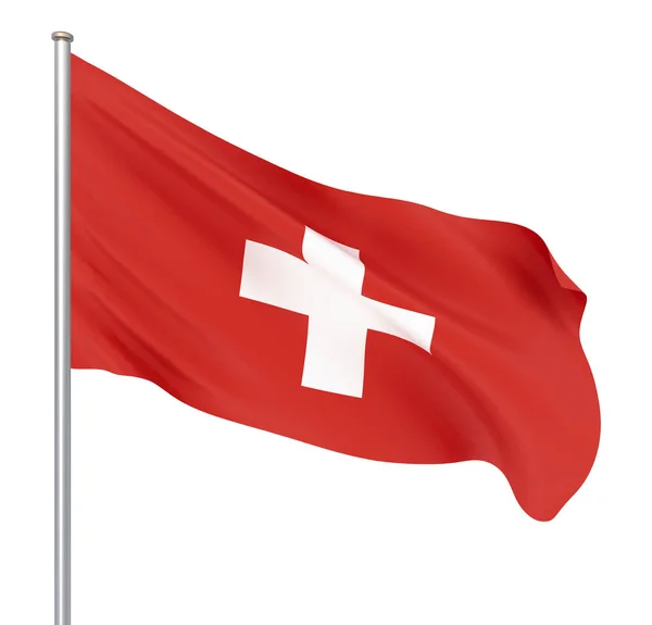 Svizzera Bandiera Che Soffia Nel Vento Struttura Dello Sfondo Rendering — Foto Stock