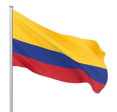 Kolombiya bayrak rüzgarda. Arka plan doku. 3d render, bayrak sallayarak.