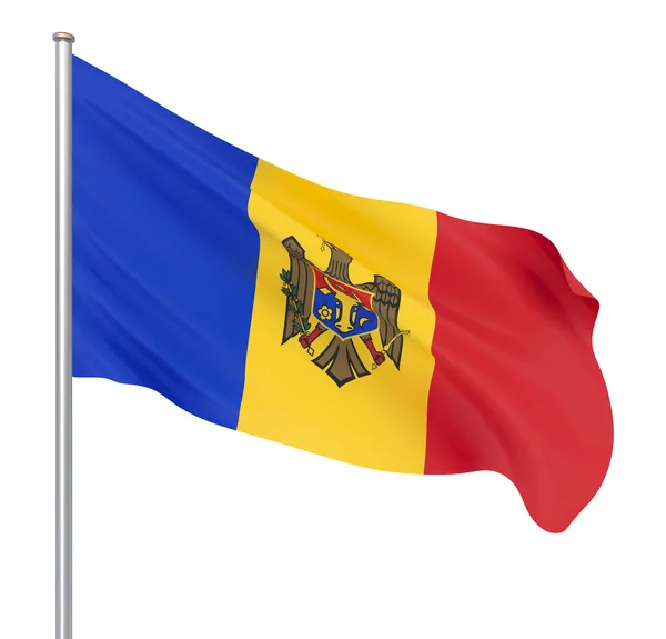Mołdawia Flaga Dmuchanie Wiatr Tekstura Tła Renderowanie Fala Kishinyov Ilustracja — Zdjęcie stockowe