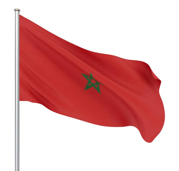 Marokko Flagge Weht Wind Hintergrund Textur Darstellung Flagge Schwenkend Isoliert — Stockfoto