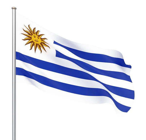 Bandera Uruguay Soplando Viento Textura Fondo Renderizado Ondeando Bandera Ilustración — Foto de Stock