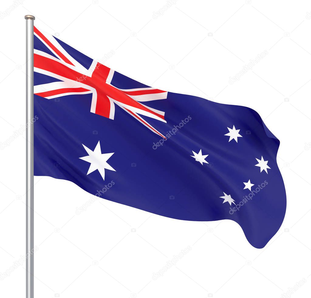Australia flag blowing in the wind. Background texture. 3d rendering, waving flag. - Illustratio