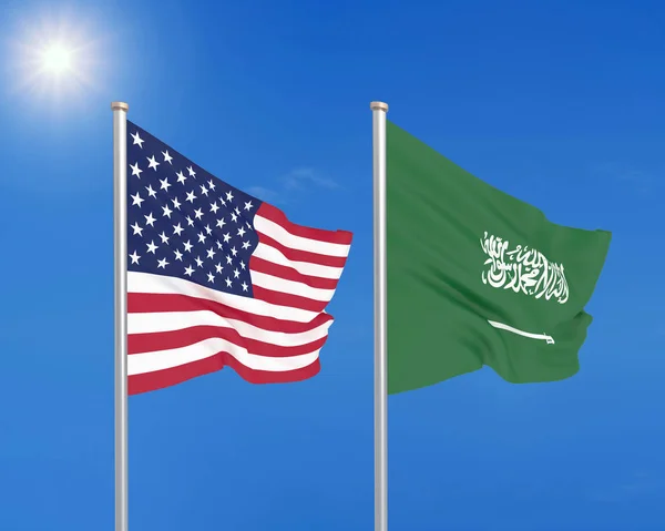 Vereinigte Staaten Von Amerika Gegen Saudi Arabien Dicke Farbige Seidene — Stockfoto