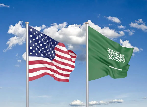 Vereinigte Staaten Von Amerika Gegen Saudi Arabien Dicke Farbige Seidene — Stockfoto