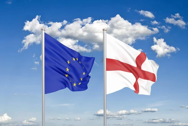 European Union England Thick Colored Silky Flags European Union England — Stock Photo, Image