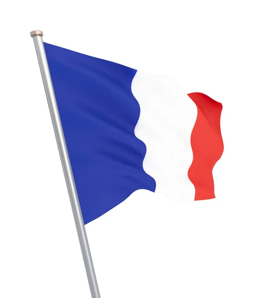Francouzská vlajka foukala ve větru. Textura pozadí. 3D vyobrazení — Stock fotografie