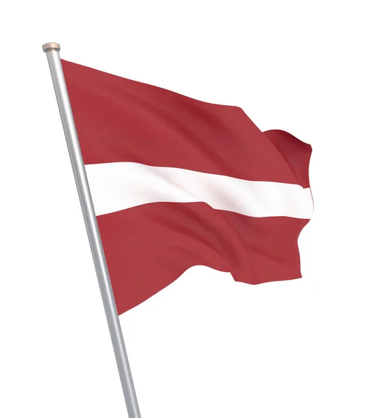 Bandeira Letónia Soprar Vento Textura Fundo Renderização Onda Isolado Branco — Fotografia de Stock