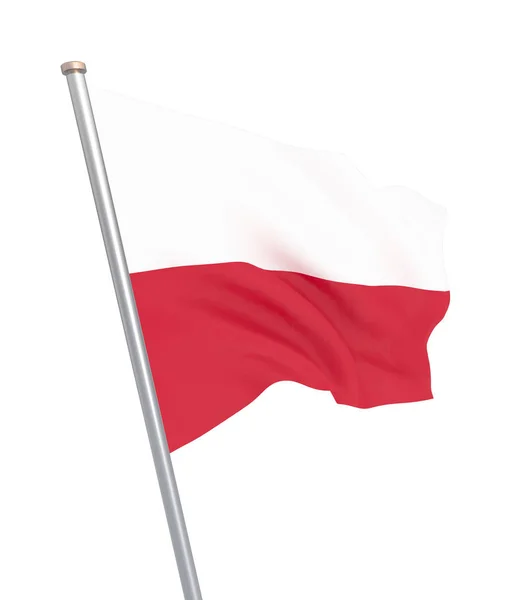 Poland flag blowing in the wind. Background texture. 3d renderin — Stock Photo, Image