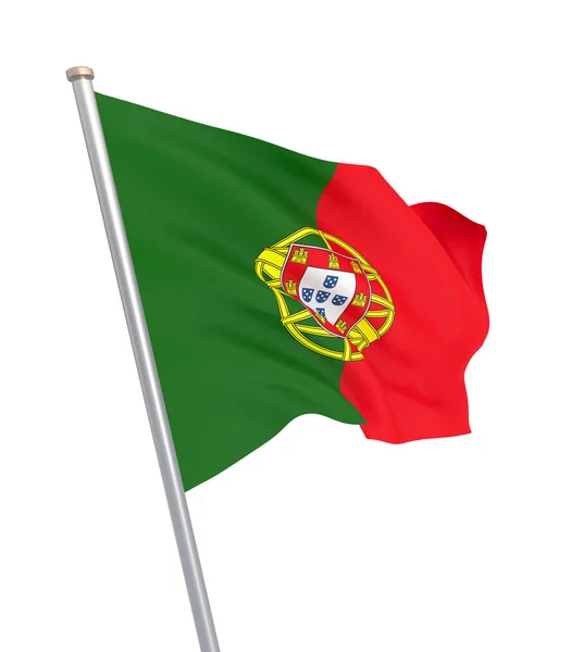 Bandera Portugal Soplando Viento Textura Fondo Lisboa Rendering Wave Ilustración — Foto de Stock