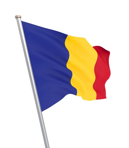 Die Rumänische Flagge Weht Wind Hintergrund Textur Bukarest Rumänien Rendering — Stockfoto