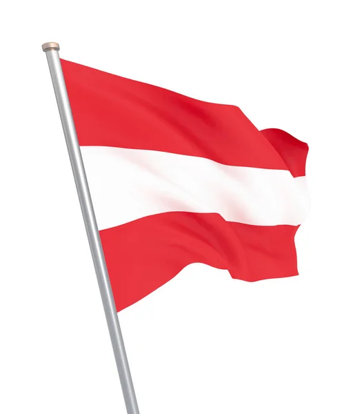 Austria Flag Blowing Wind Isolated White Background Texture Vienna Austria — Stock Photo, Image