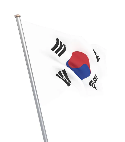 Bandera de Corea del Sur soplando en el viento. Textura de fondo. 3d ren — Foto de Stock