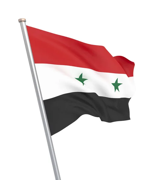 Suriye Bayrağı Rüzgarda Esiyor Arka Plan Dokusu Render Dalga Beyaz — Stok fotoğraf