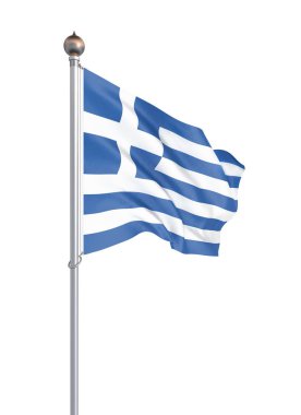 Yunanistan bayrağı. Yunanistan bayrağı sallayarak 3d çizim. Atina - illüstrasyon