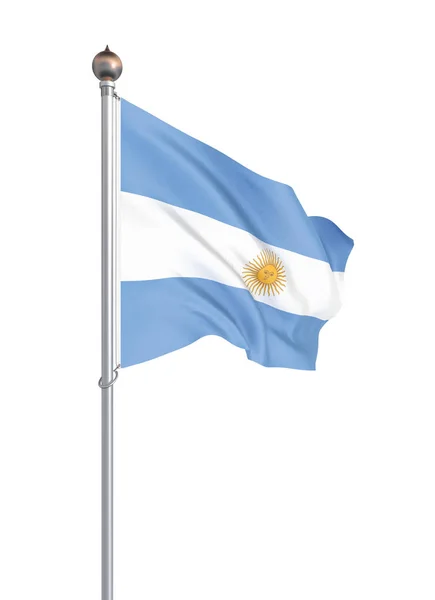 Bandera Argentina Soplando Viento Textura Fondo Renderizado Ondeando Bandera Ilustración —  Fotos de Stock