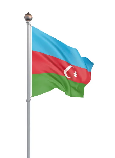 Azerbajdzjan Flagga Blåser Vinden Bakgrundsstruktur Rendering Vinka Sjunker Isolerad Vitt — Stockfoto