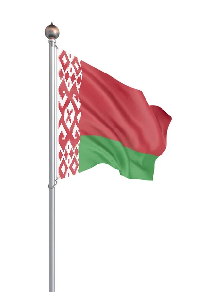 Rüzgarda Esen Belarussia Bayrağı Arka Plan Dokusu Beyaz Üzerine Izole — Stok fotoğraf