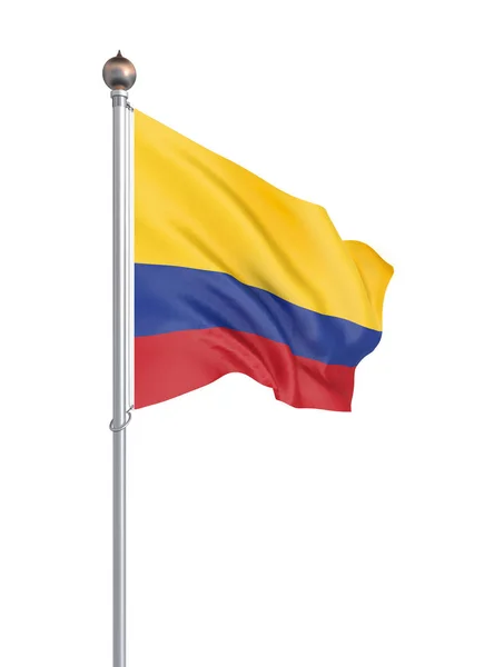 コロンビアの国旗が風に吹かれて 背景のテクスチャです レンダリング 旗を振って — ストック写真