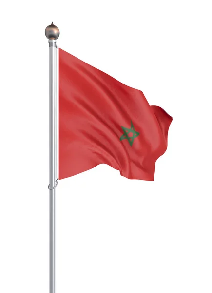 Drapeau Maroc Soufflant Dans Vent Texture Fond Rendu Agitant Drapeau — Photo