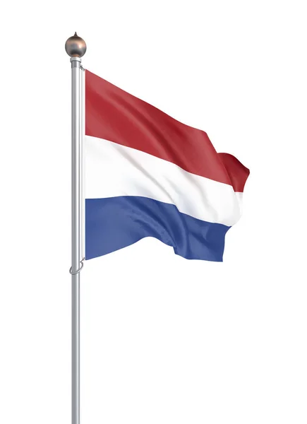 Ολλανδική Σημαία Φυσάει Στον Άνεμο Υφή Φόντου Απόδοση Κύμα Απομονωμένος — Φωτογραφία Αρχείου