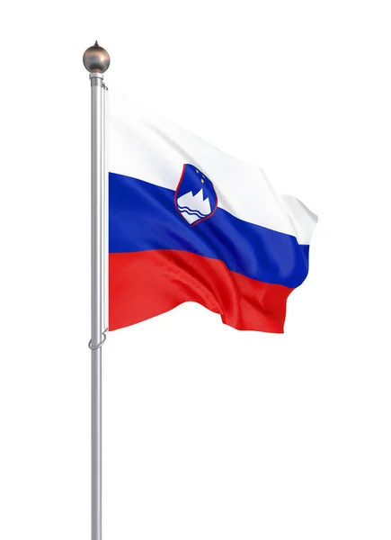 Bandera Eslovenia Soplando Viento Textura Fondo Rendering Wave Aislado Sobre — Foto de Stock