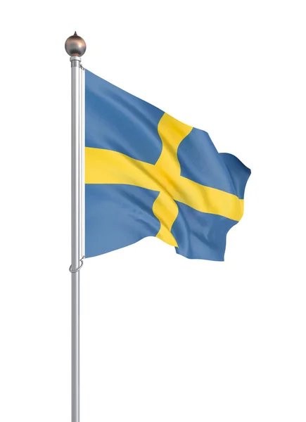 Bandera Suecia Soplando Viento Textura Fondo Renderizado Ola —  Fotos de Stock