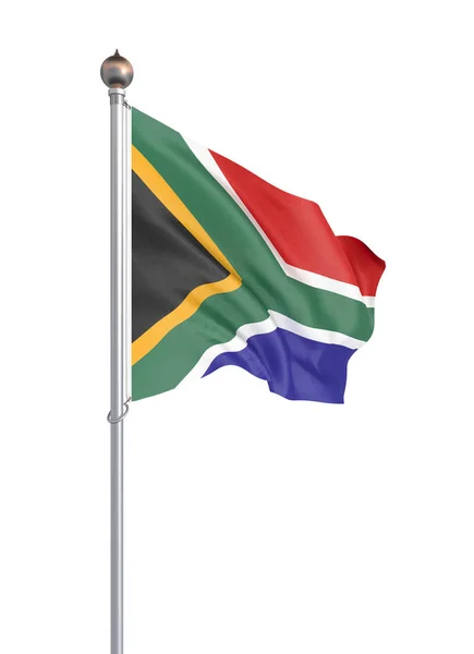 風に吹かかっている南アフリカの旗 背景テクスチャ レンダリング 旗を振る — ストック写真