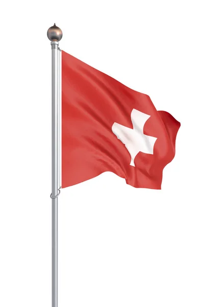 Bandera Suiza Soplando Viento Textura Fondo Rendering Wave Ilustración Aislado — Foto de Stock