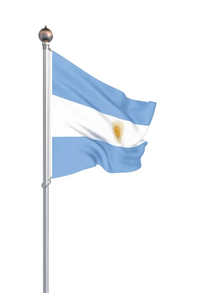 Bandera Argentina Soplando Viento Textura Fondo Renderizado Ondeando Bandera Ilustración —  Fotos de Stock