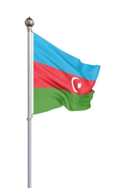 Azerbajdzjan Flagga Blåser Vinden Bakgrundsstruktur Rendering Vinka Sjunker Isolerad Vitt — Stockfoto