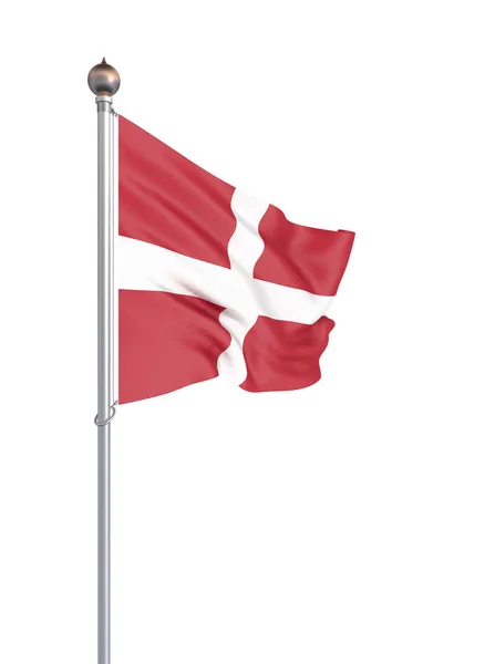 Bandeira Dinamarca Soprando Vento Textura Fundo Renderização Onda — Fotografia de Stock