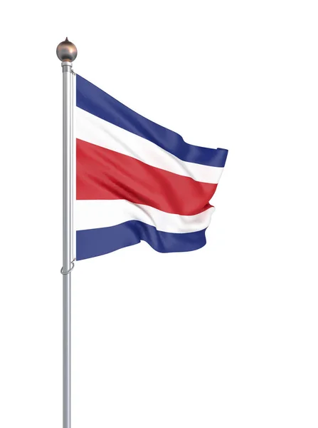 Costa Rica Vlag Waait Wind Achtergrond Textuur Rendering Zwaaiende Vlag — Stockfoto