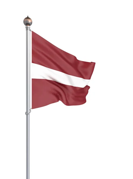 Латвія Прапор Дме Вітрі Фонова Текстура Візуалізації Хвиля Ізольований Білому — стокове фото