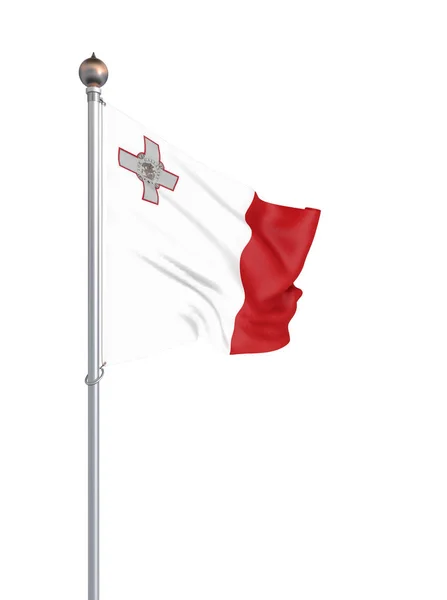 Malta Vlag Waait Wind Achtergrond Textuur Rendering Wave Geïsoleerd Wit — Stockfoto