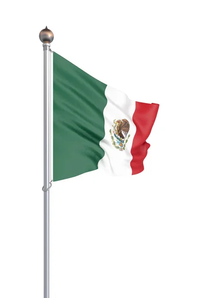 Bandeira México Soprar Vento Textura Fundo Renderização Acenando Bandeira Ilustração — Fotografia de Stock