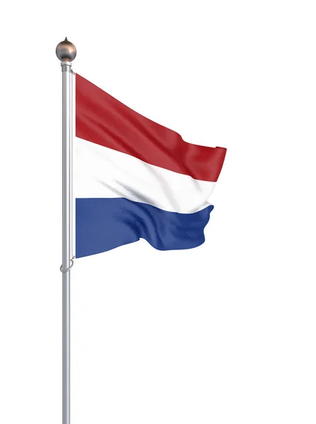 Bandeira Holandesa Soprando Vento Textura Fundo Renderização Onda Isolado Branco — Fotografia de Stock
