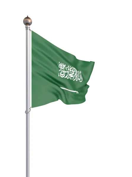 바람에 사우디 아라비아 플래그 텍스처입니다 리야드 렌더링 깃발을 흔들다 일러스트레이션 — 스톡 사진