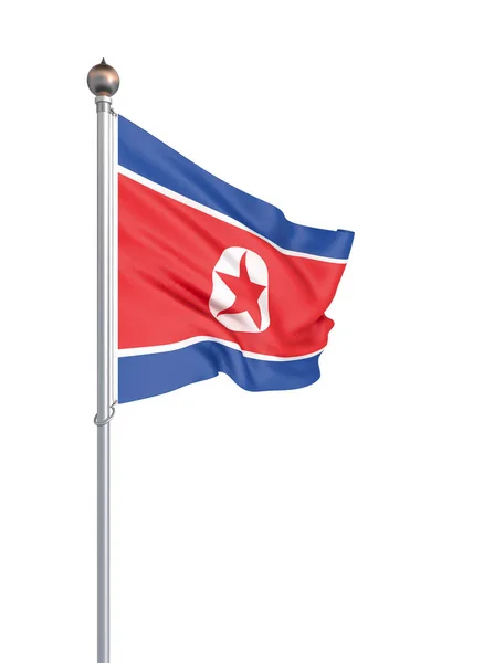 Corea Del Norte Elegante Ondeando Primer Plano Bandera Ilustración Perfecto — Foto de Stock