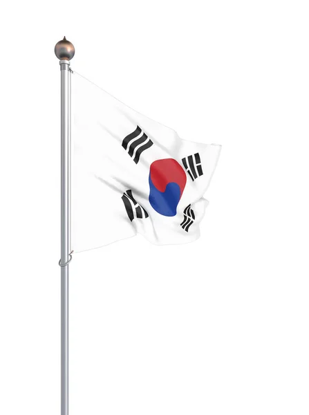 South Korea Flag Blowing Wind Background Texture Rendering Waving Flag — Stock Photo, Image