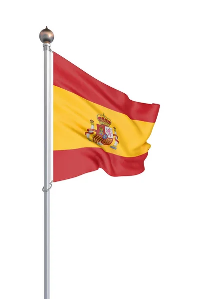 Ισπανική Σημαία Φυσάει Στον Άνεμο Υφή Φόντου Απόδοση Κύμα Απομονωμένος — Φωτογραφία Αρχείου