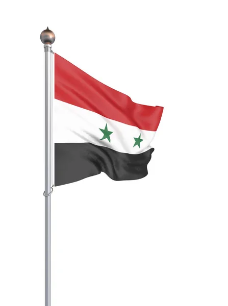 Die Syrische Flagge Weht Wind Hintergrund Textur Darstellung Welle Isoliert — Stockfoto