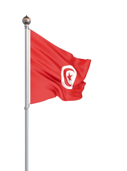 Tunus Bayrağı Rüzgarda Üfleme Arka Plan Dokusu Rendering Bayrak Sallıyor — Stok fotoğraf