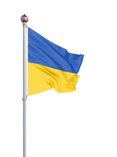 Ukrajinská Vlajka Foukala Větru Textura Pozadí Prostorové Vykreslování Vlna Izolován — Stock fotografie